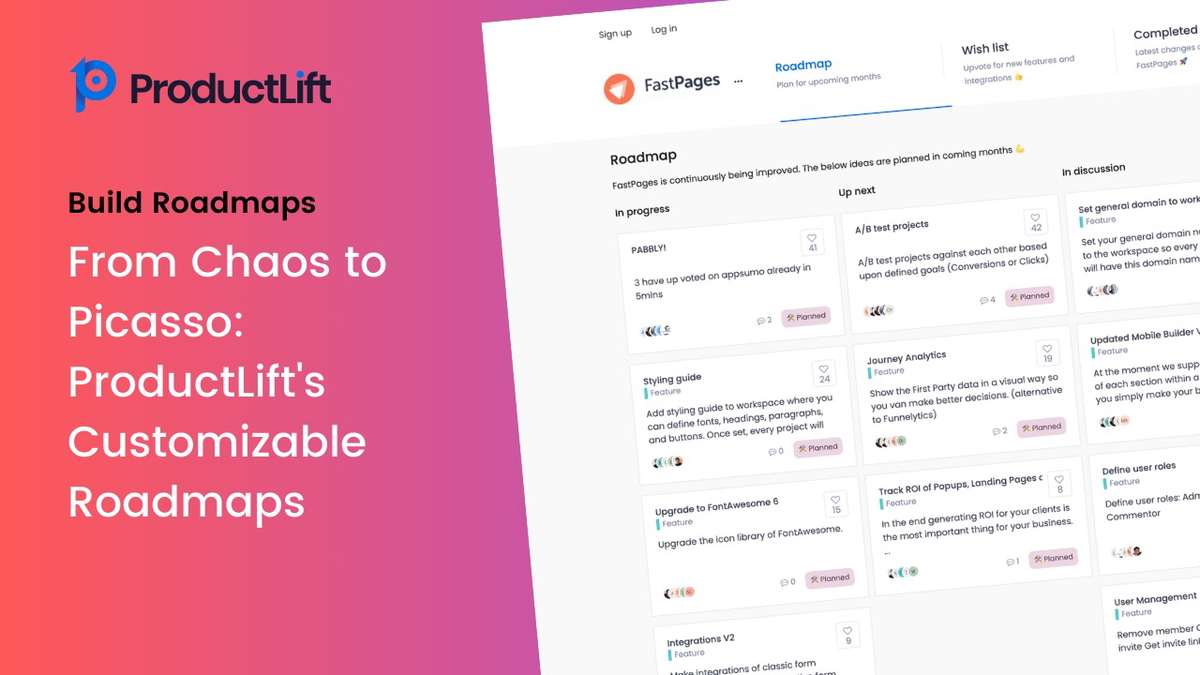 From chaos to Picasso: ProductLift's customizable roadmap is the masterpiece your team needs!