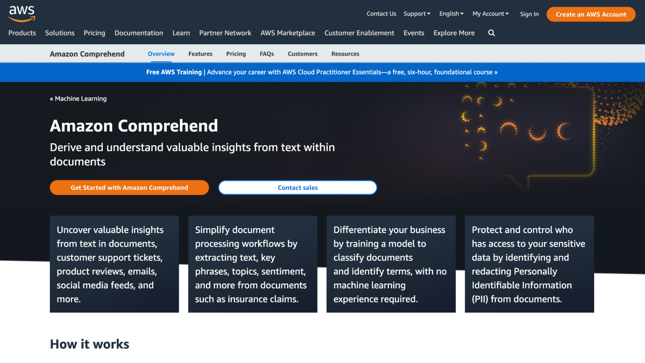 Amazon Comprehend key features