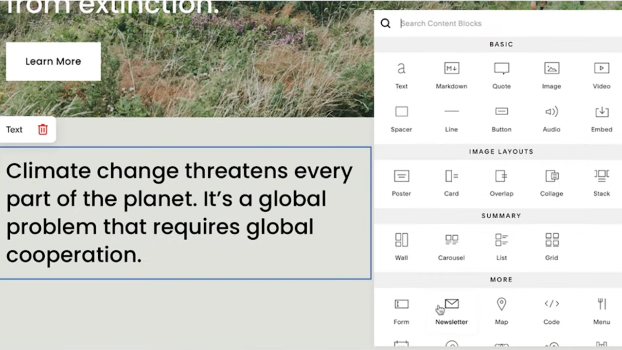 Organize and add content with blocks