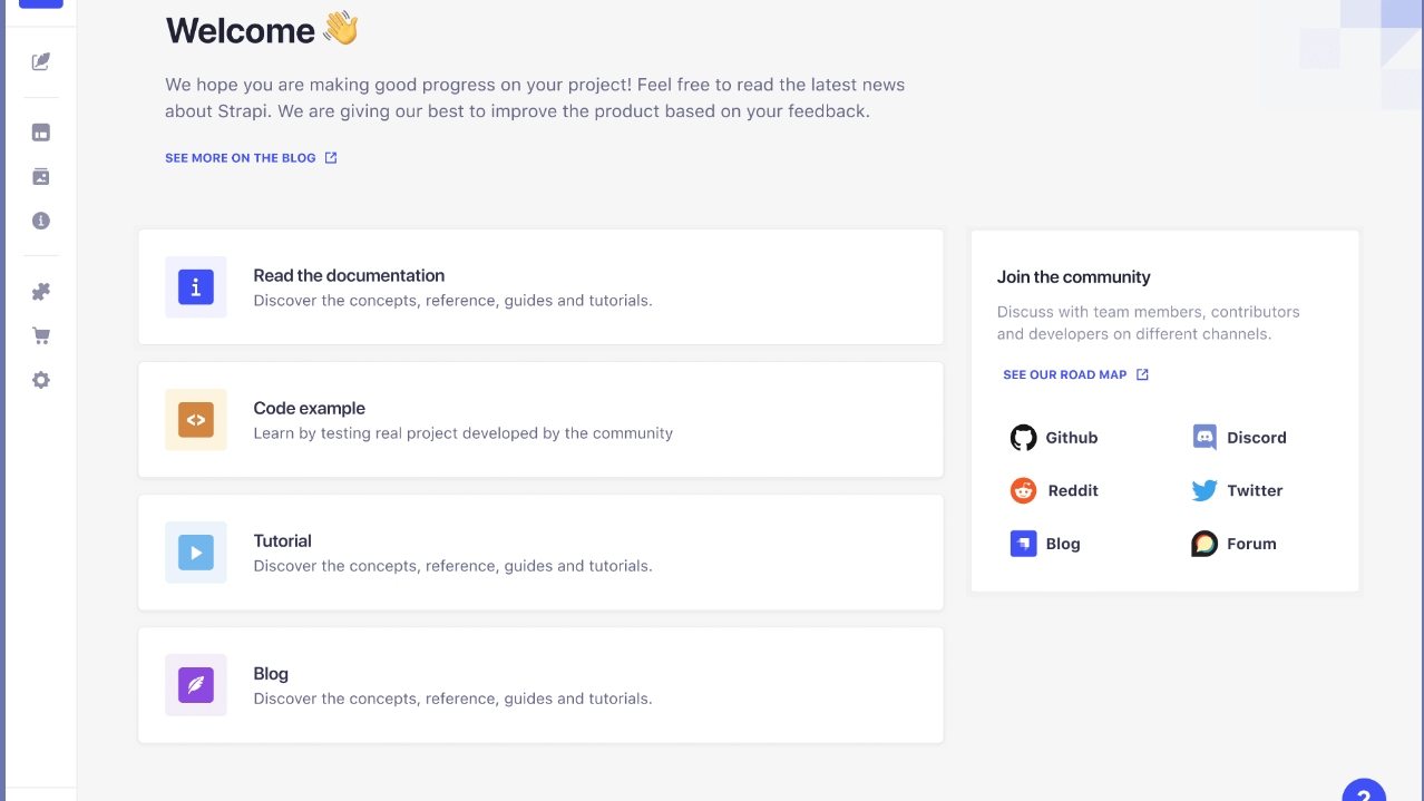 Strapi dashboard