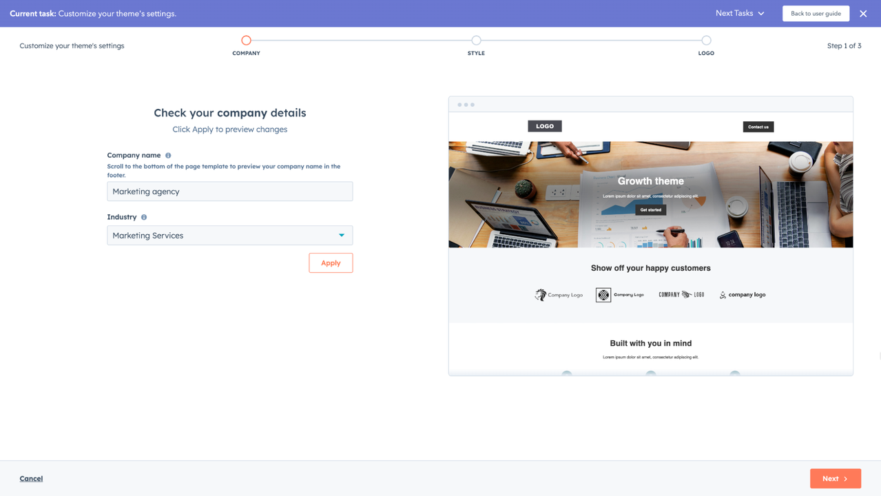 Customize your website theme