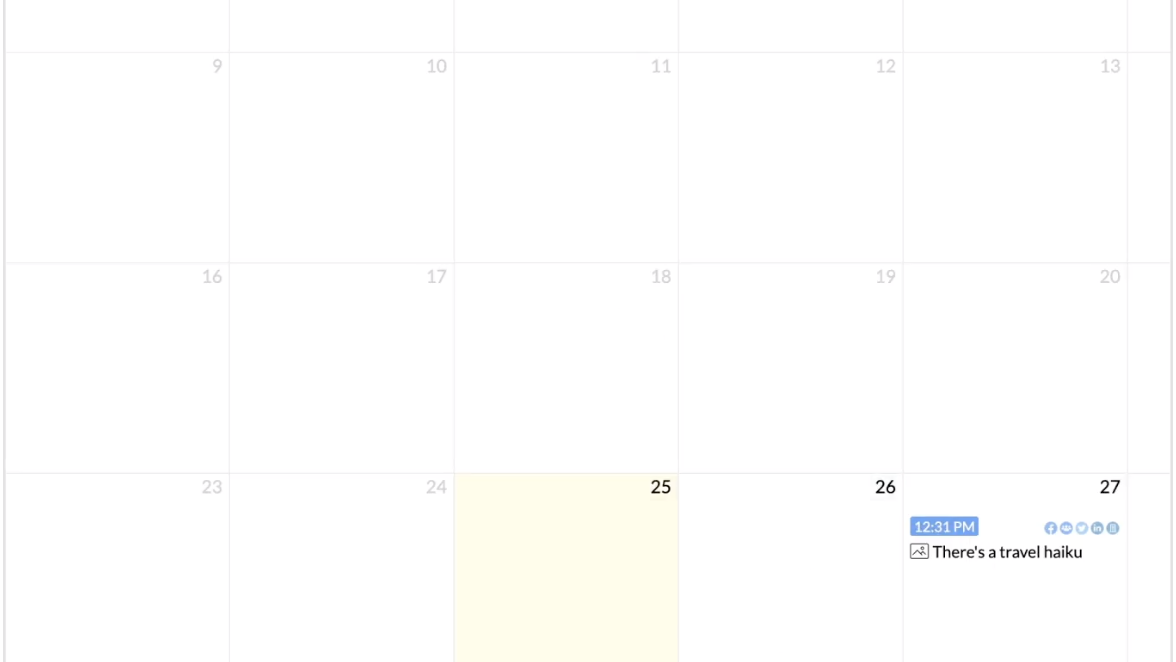 Social media content calendar
