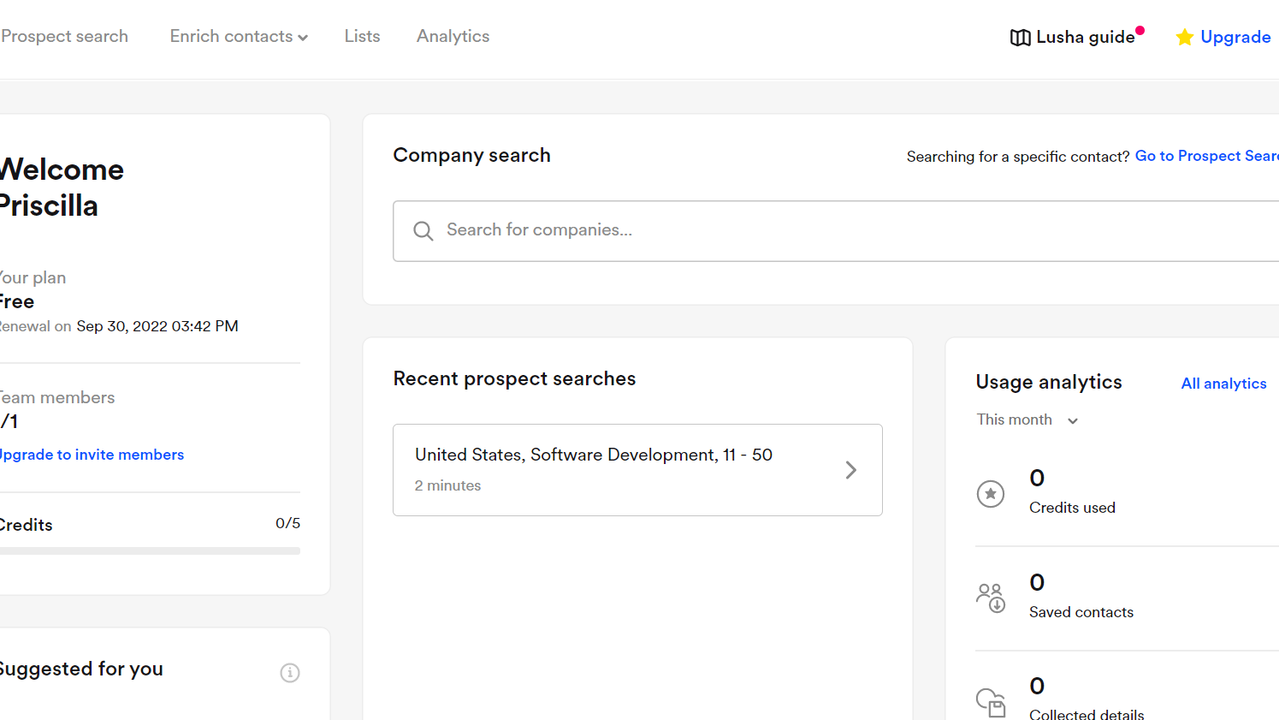 View dashboard