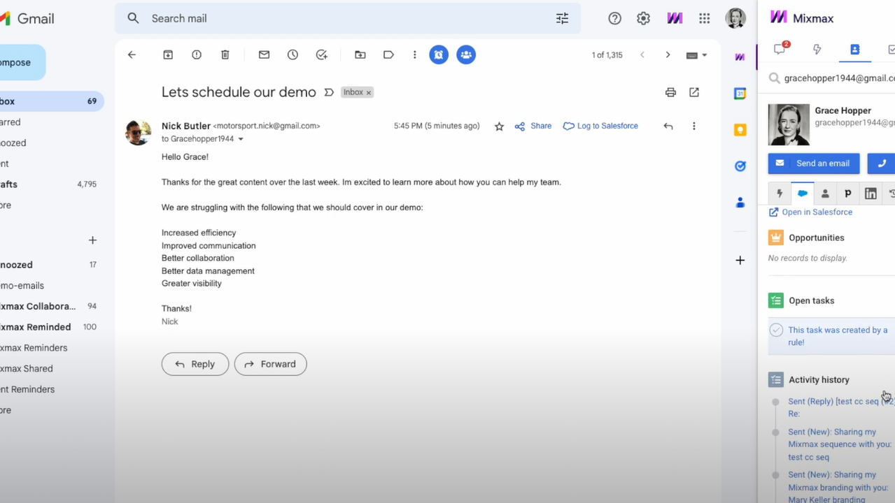 View prospect’s social and CRM insights