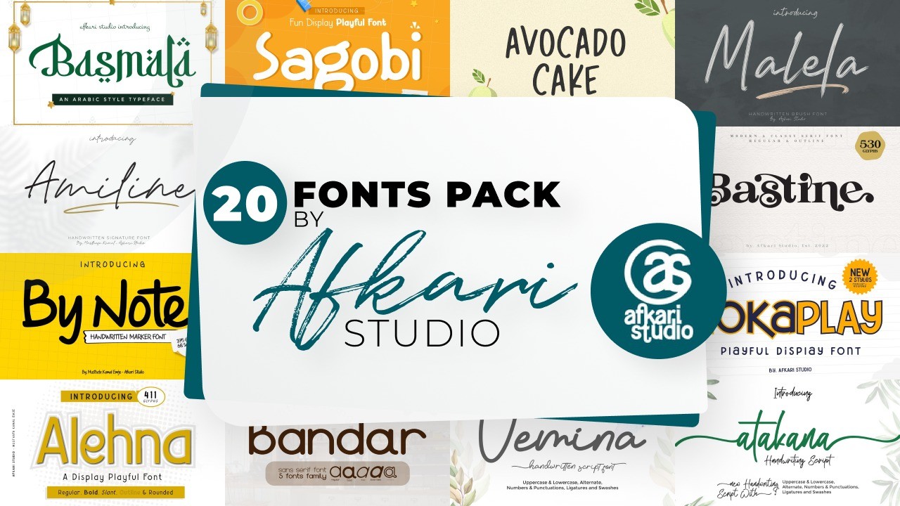AppSumo Deal for 20 Font Pack by Afkari Studio
