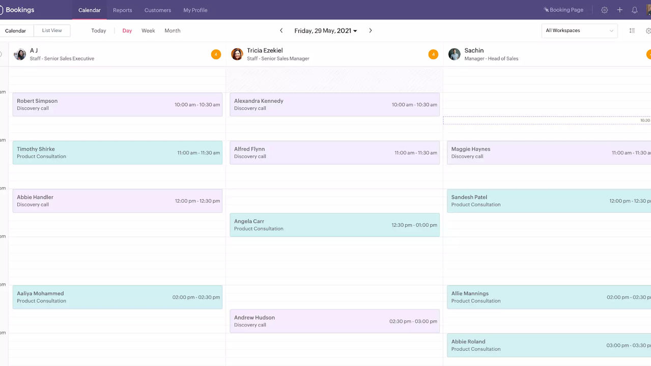 Zoho Bookings UI