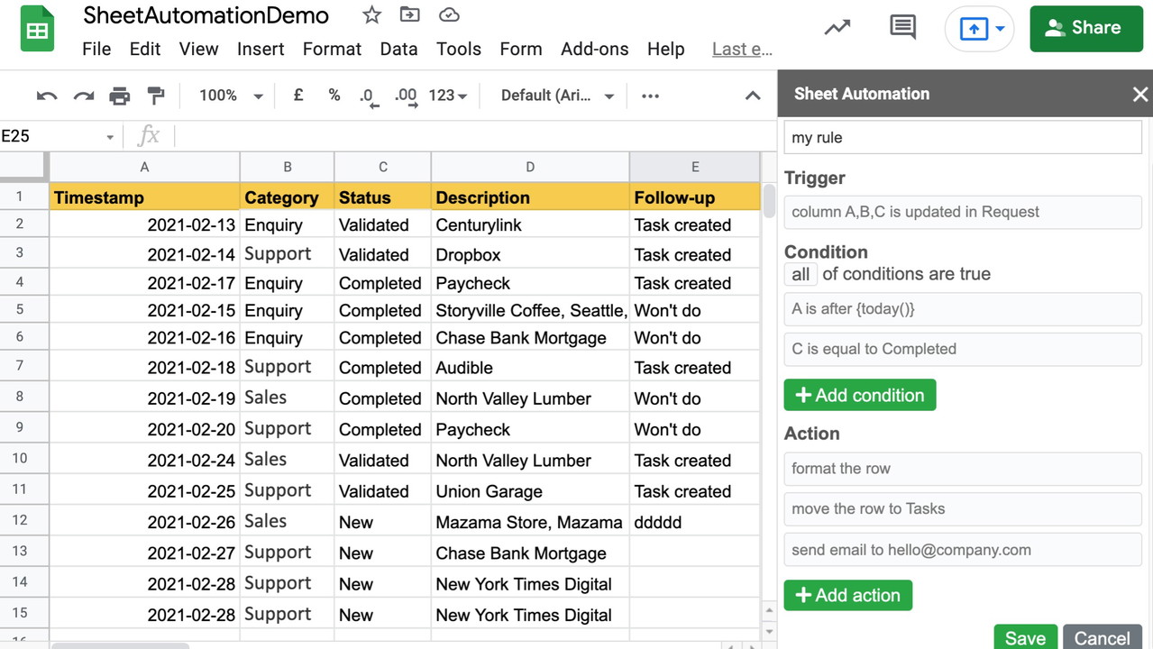 Sheet Automation for Google Sheets