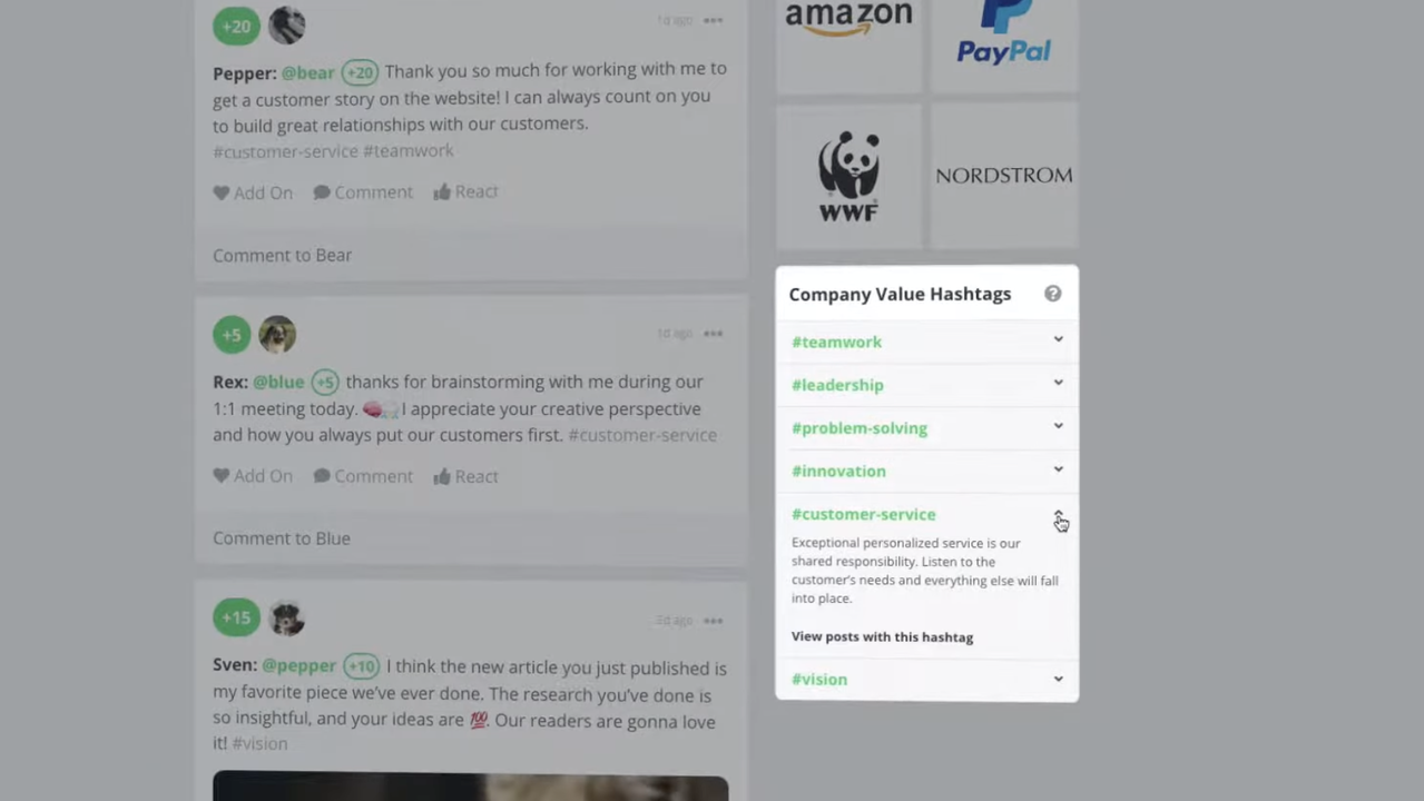 Create company value hashtags
