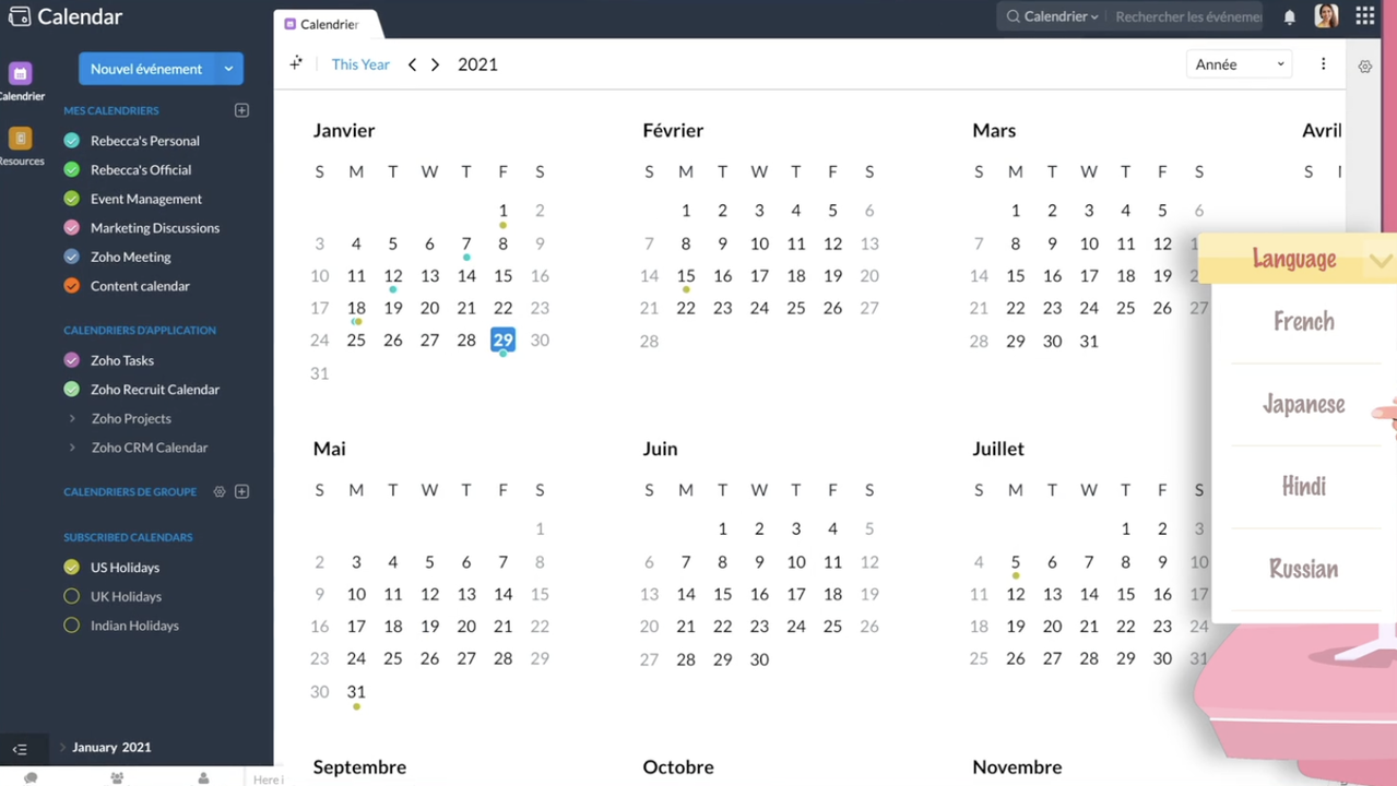 Create multiple-language calendars