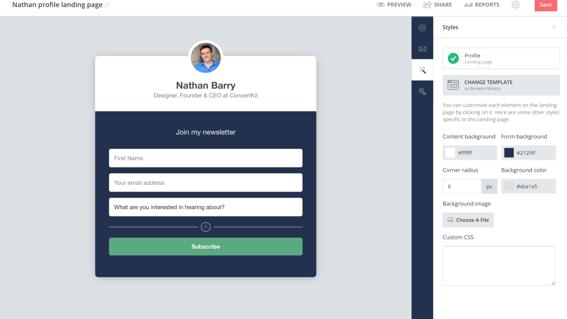 Landing page