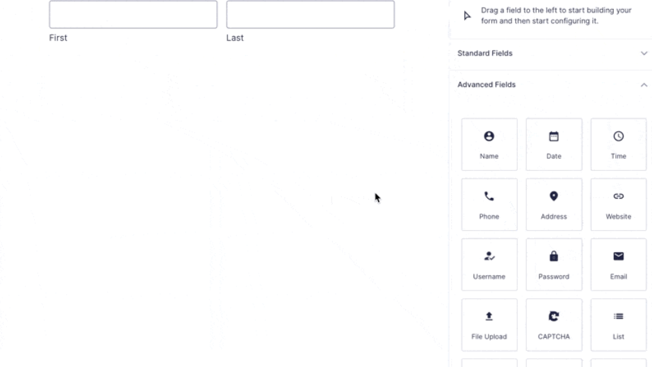 Drag and drop form fields