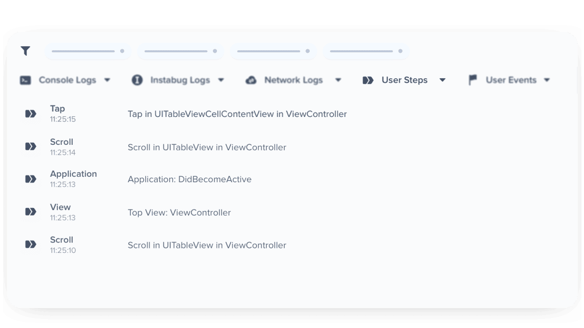 View steps users take before reporting a bug