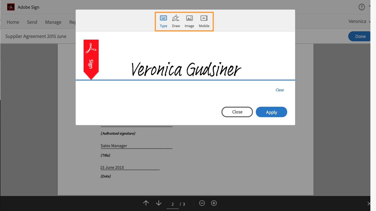Type or draw electronic signature