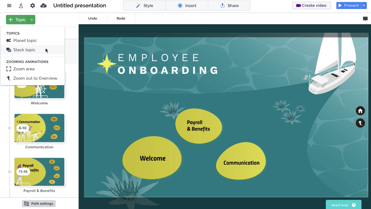 Create presentations with Prezi