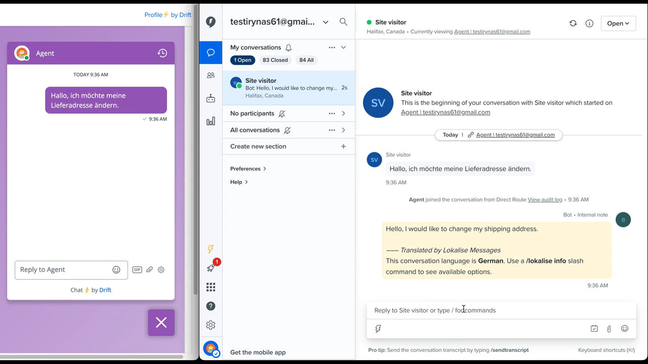 Translate chat text automatically
