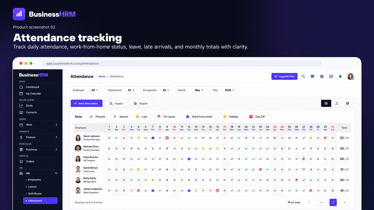 Track attendance with clarity