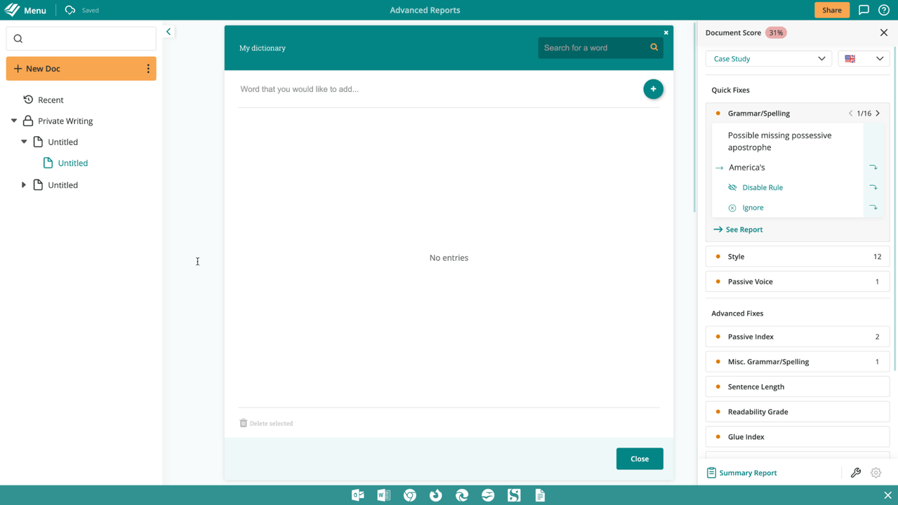 Create a custom dictionary