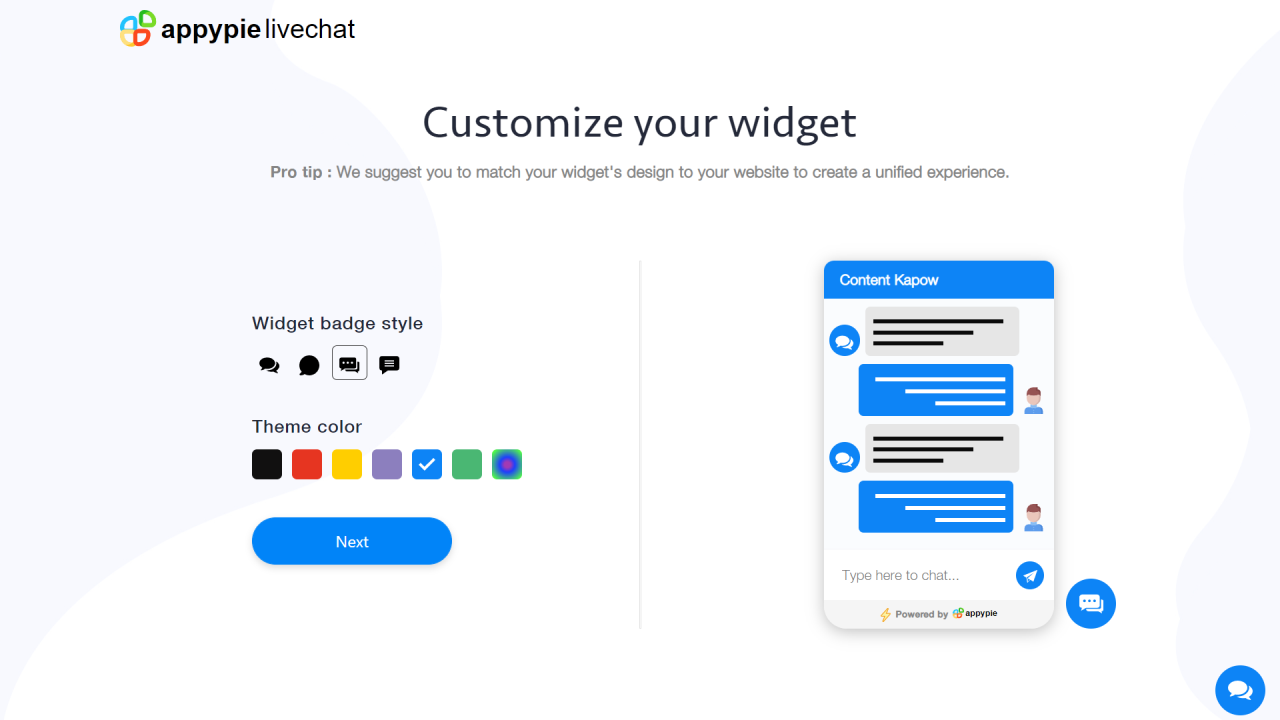 Customize live chat widget