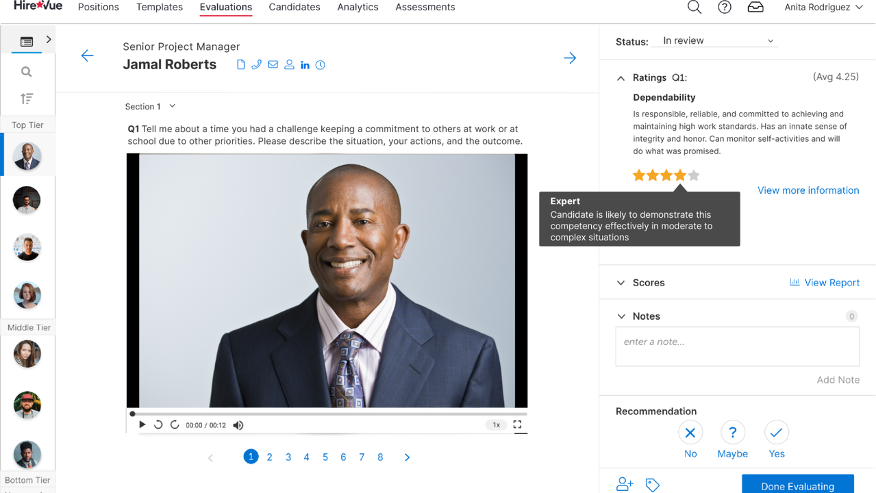 Review candidate interviews