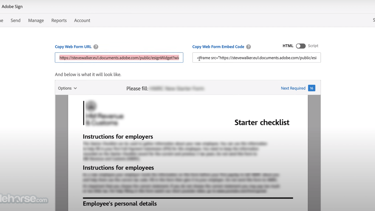 Share web forms via URL