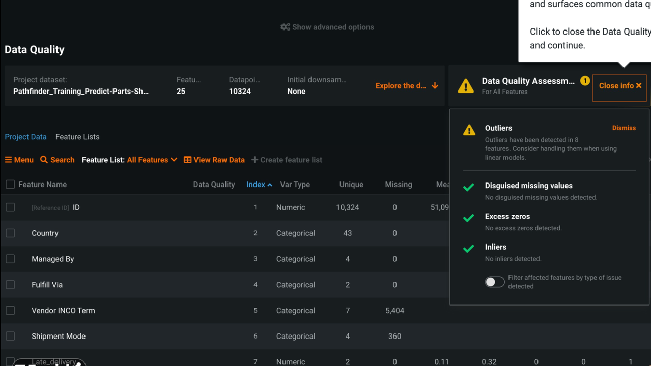 DataRobot data quality
