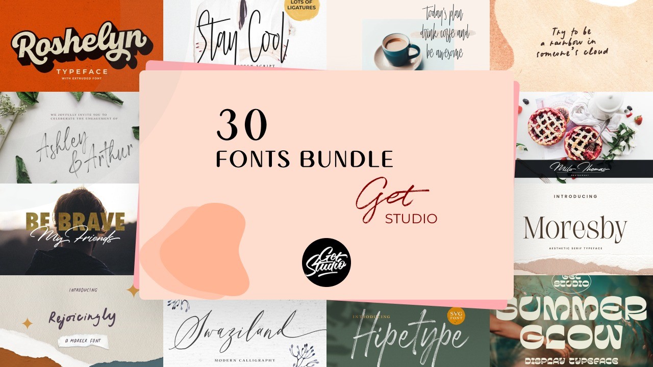30 Font Bundle by Get Studio