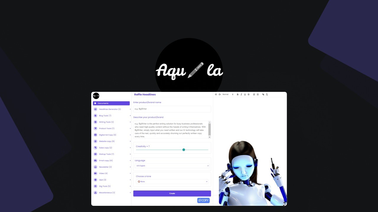 Aquila AI Copywriter Lifetime Deal-Pay Once & Never Again