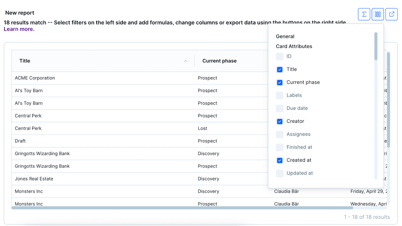 Analyze report