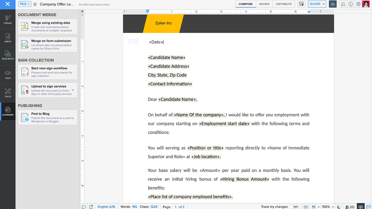 Sign Documents With Zoho Writer