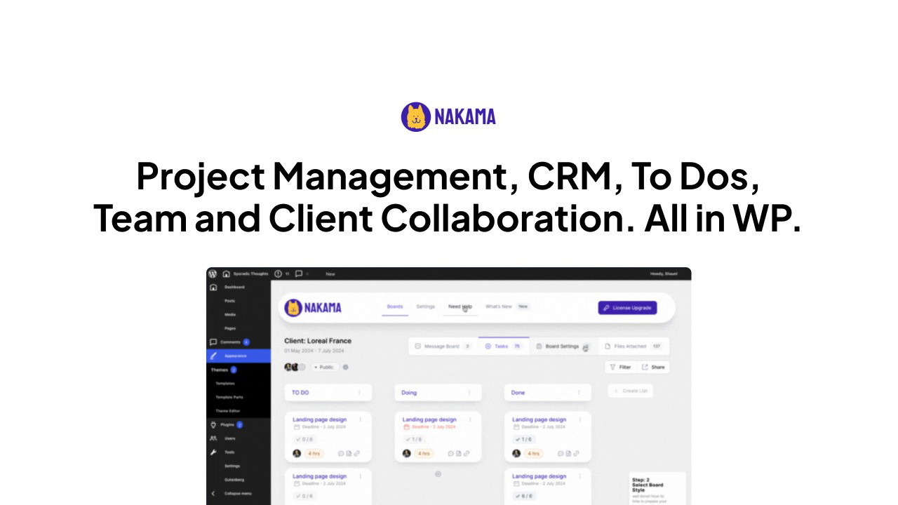 WPNakama Kanban Board Interface