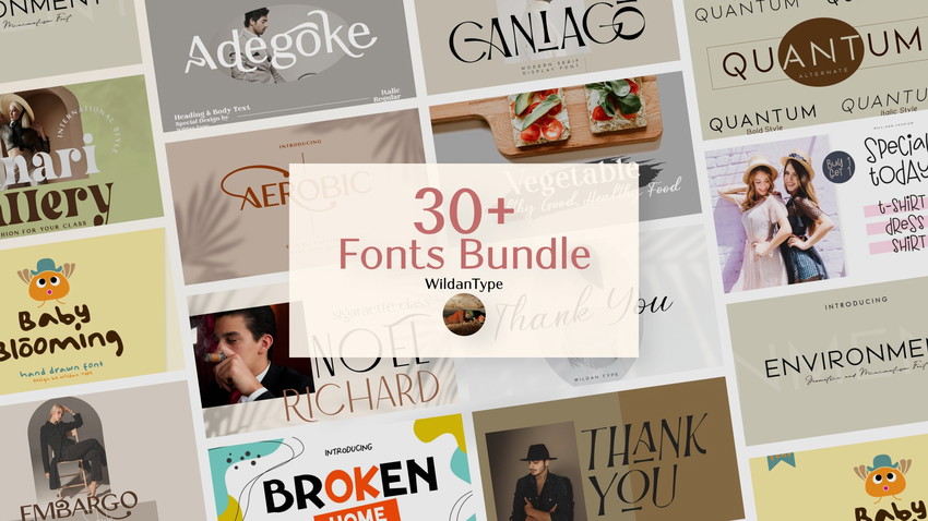 Wildan Type 30+ Fonts Bundle