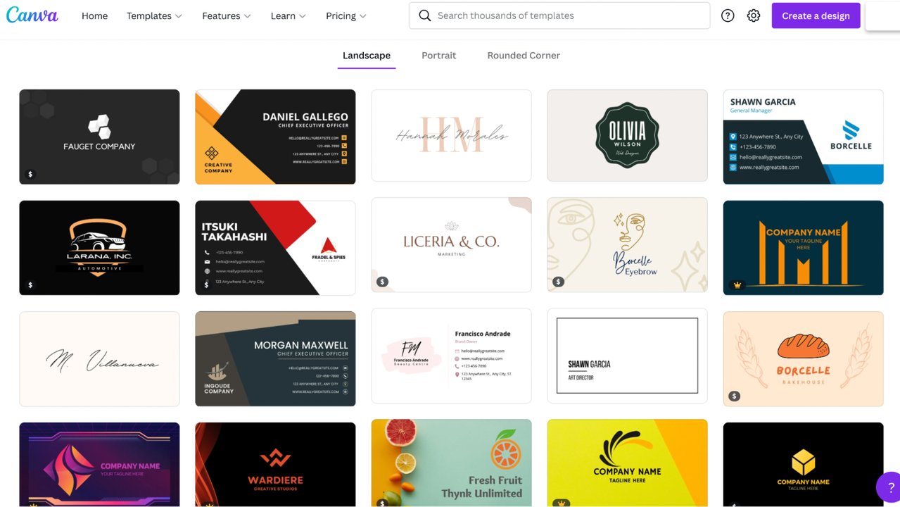 Canva business card templates