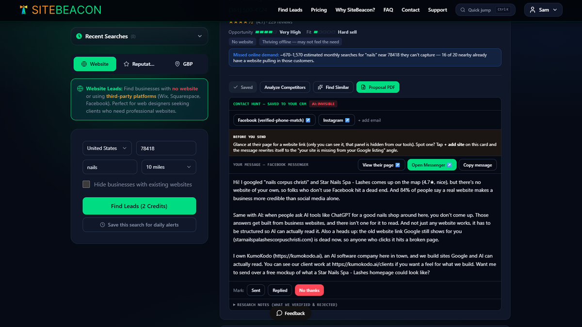 Get their stats and help with landing the lead