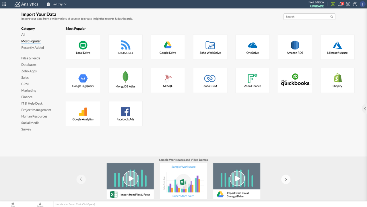 Connect multiple apps to Zoho Analytics