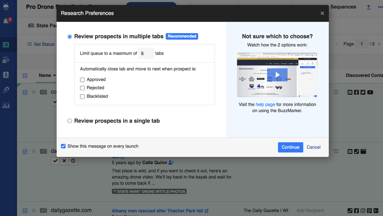 Set research preferences for automation