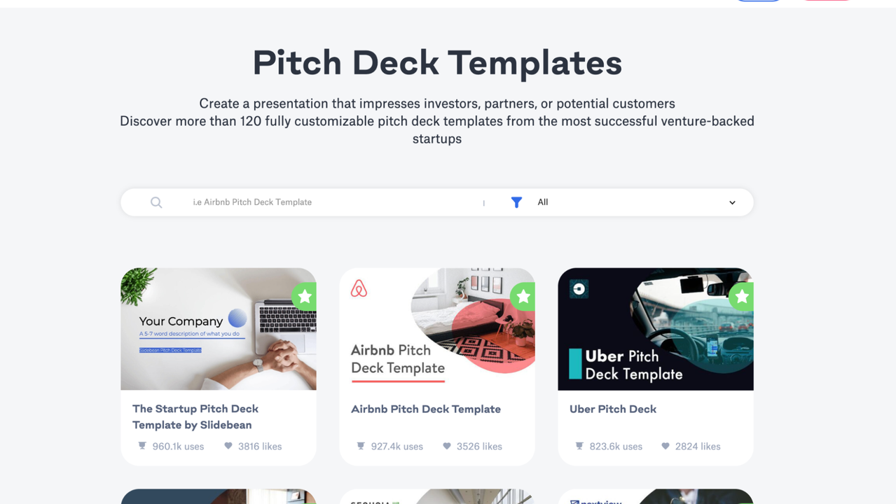 Slidebean Pitch Deck templates