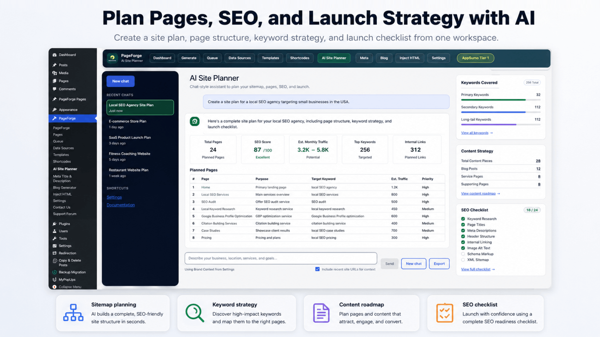 Plan Pages, SEO, and Launch Strategy With AI