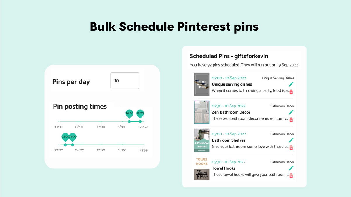 Bulk schedule pins using our smart pipeline scheduler.