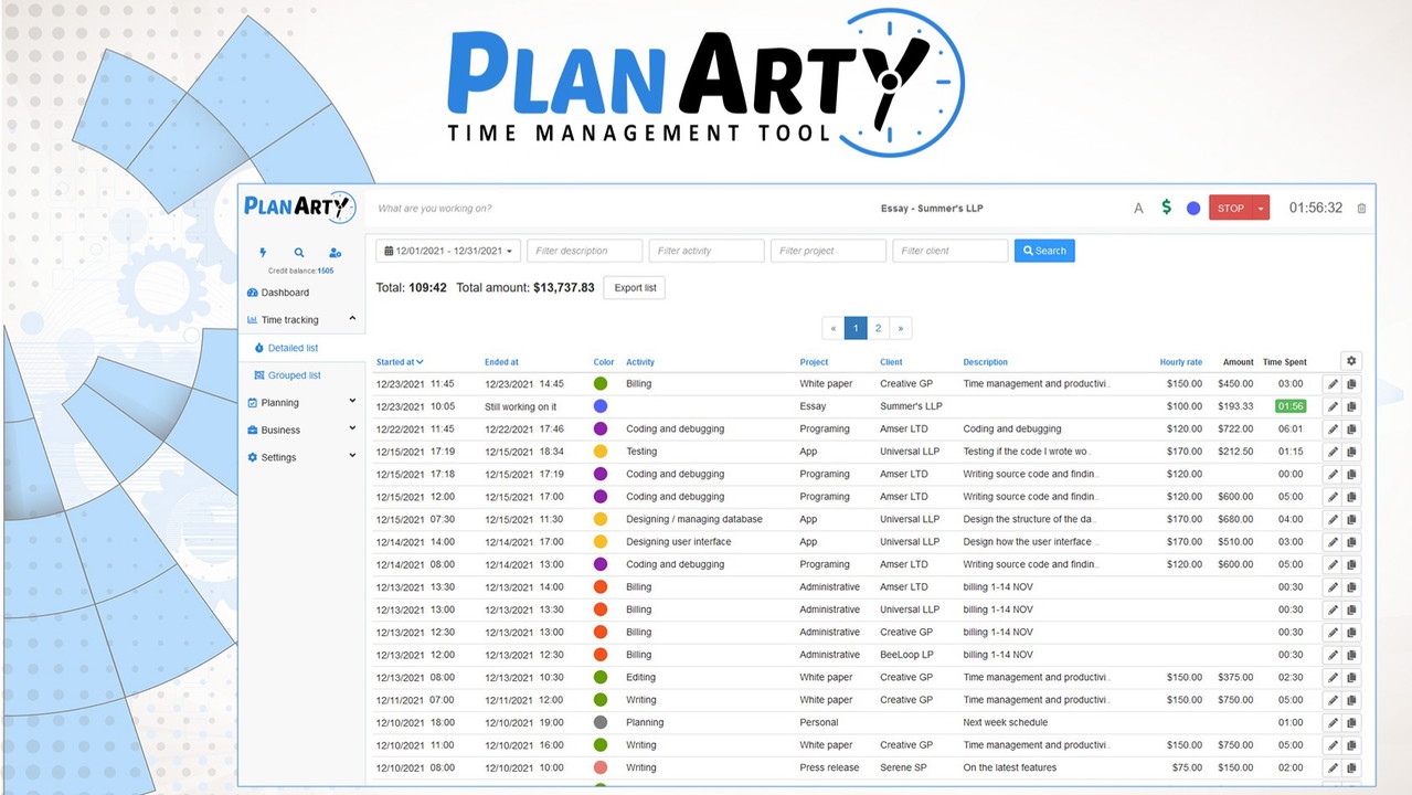 PlanArty Time-Management Tool