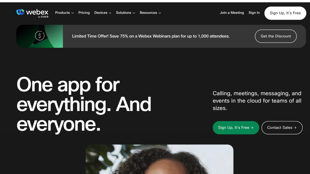WebEx homepage