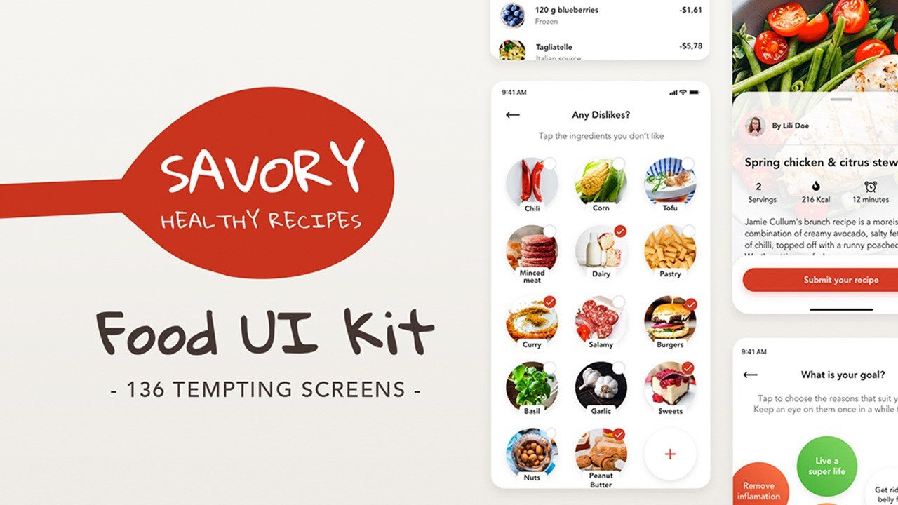 AppSumo Deal for Savory - Mobile Food UI Kit