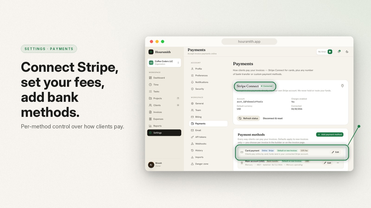 Get paid into your own account