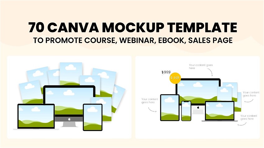 70 Canva Mockup Template Printable - Promote Courses, Webinars, Sales Pages