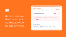 Runs a real-time database check against 200,000 burner domains thumbnail
