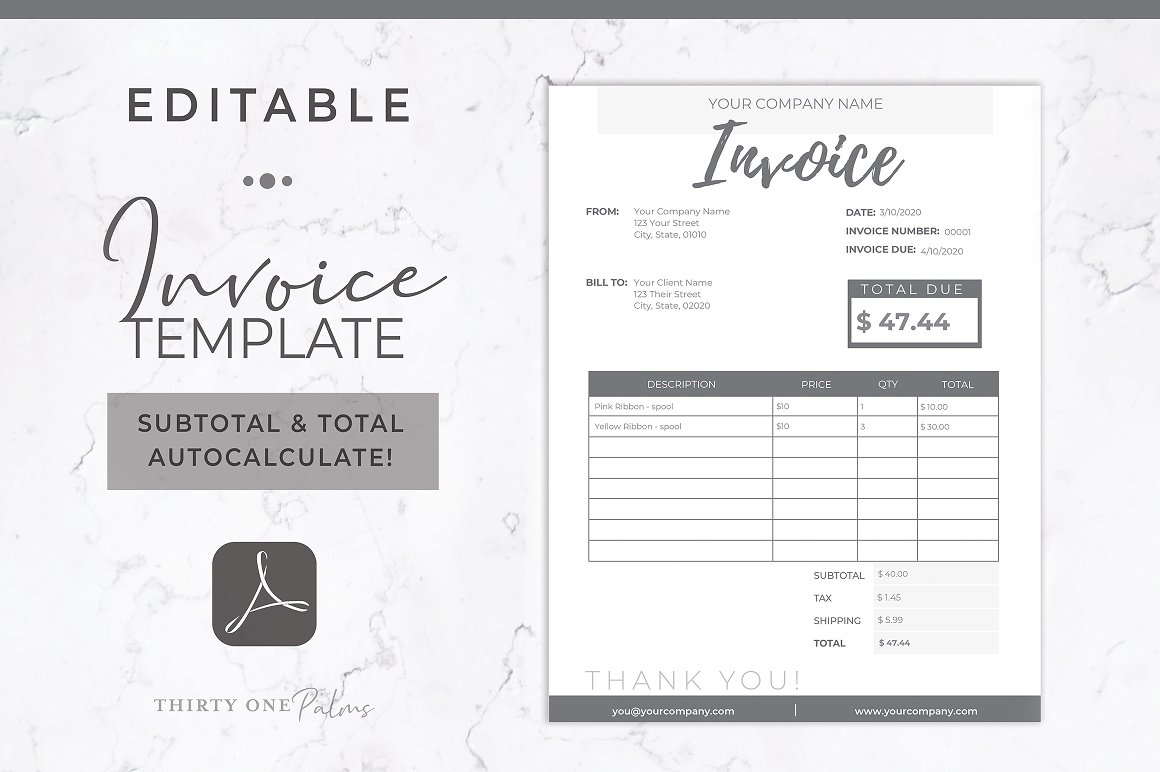 Invoice Template With Autocalculation Pdf Discover Products Stay Weird