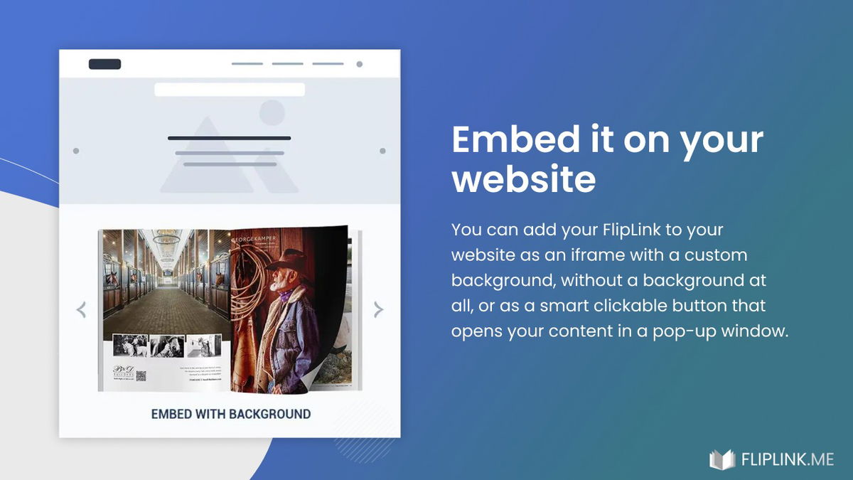 Embed your FlipLink on your website with ease.