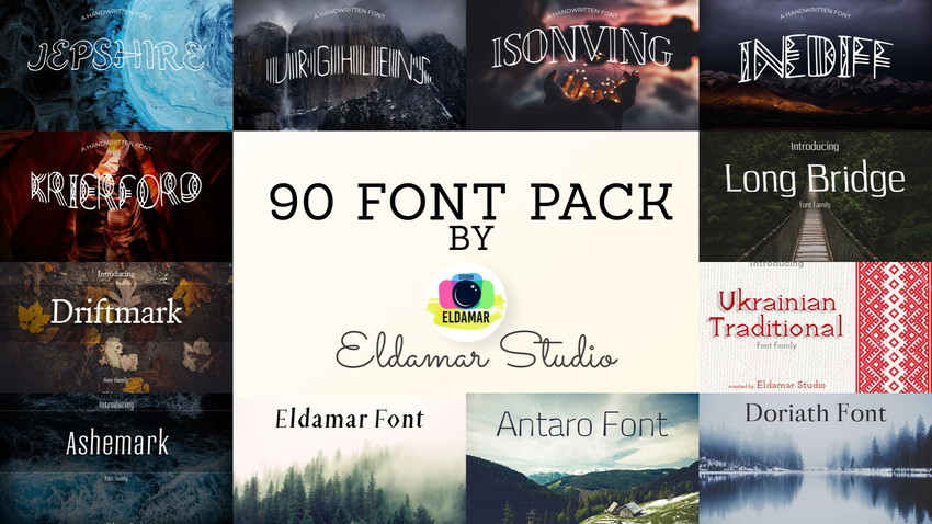 90 Font Pack by Eldamar Studio