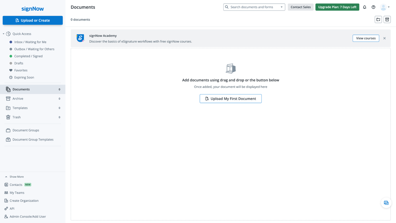 Upload documents and create contracts