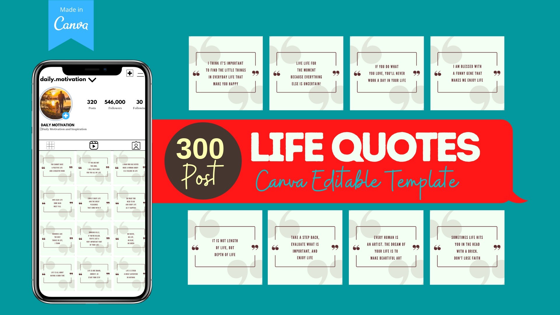AppSumo Deal for 300 Life Quotes - Canva Editable Templates