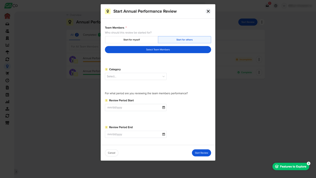 Create annual performance reviews